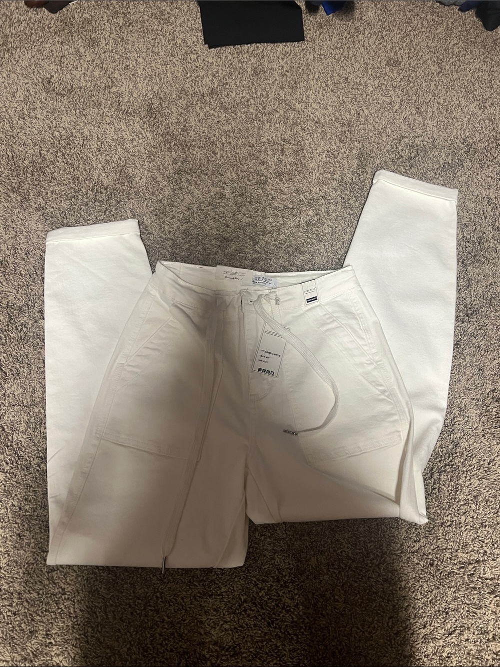Judy Blue White Drawstring Track Pants